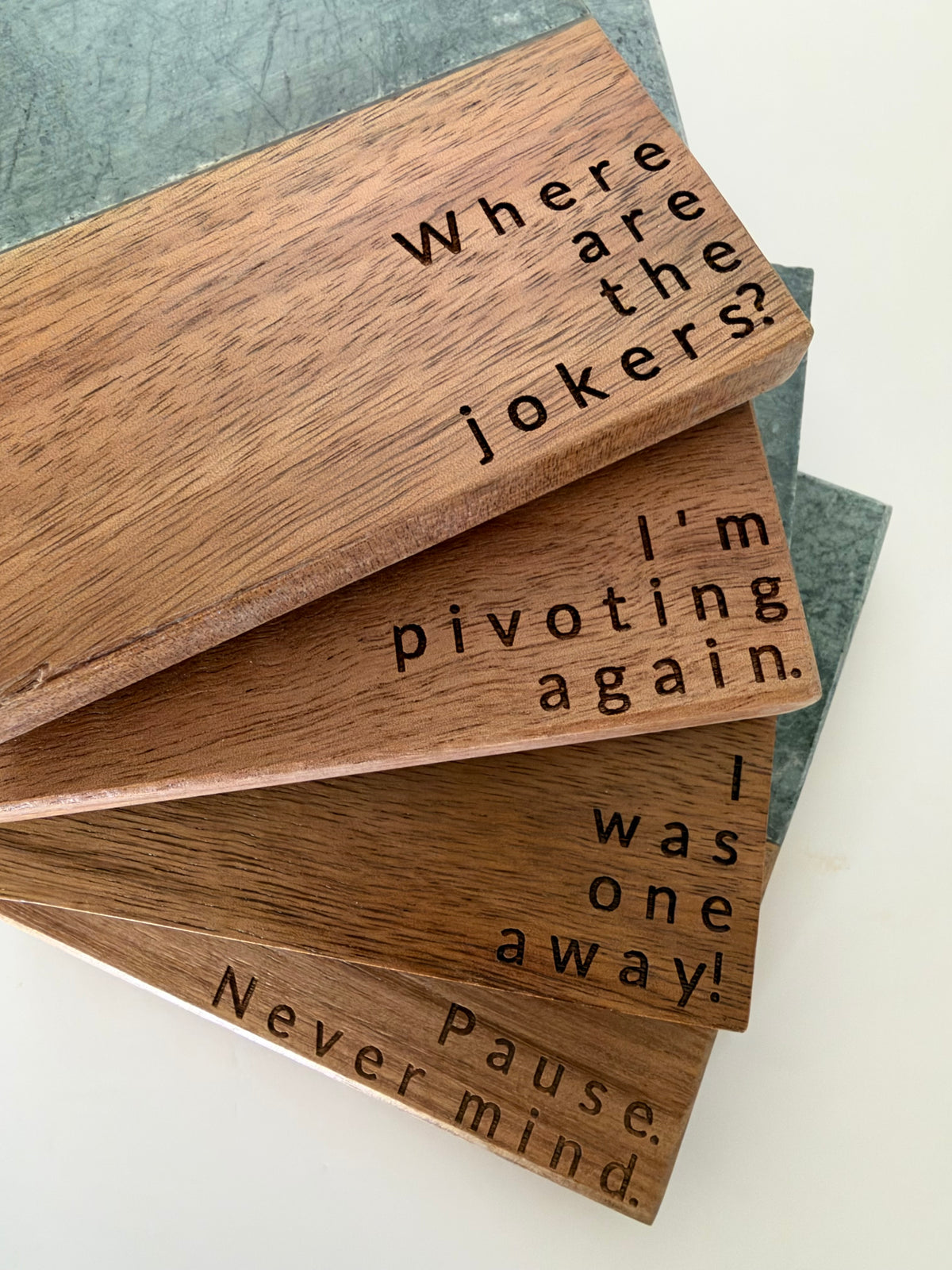 Funny mahjong sayings coasters, alternate view