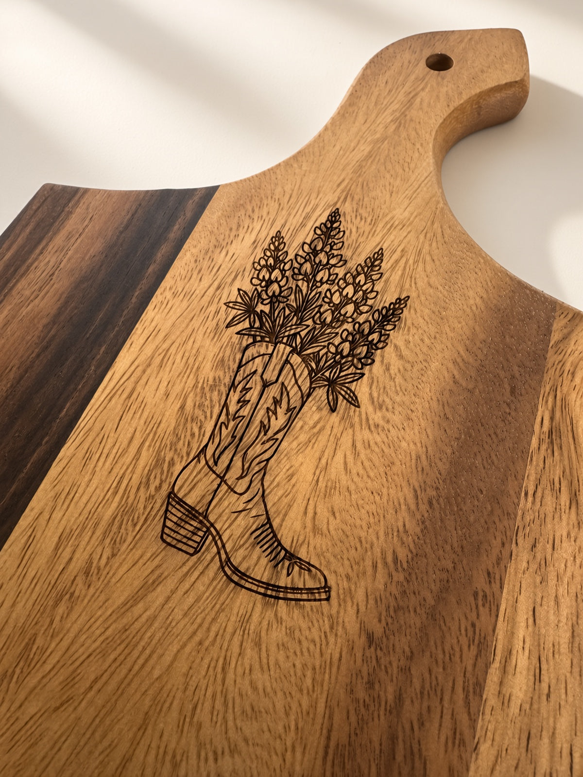 Western Themed "Cowgirl Boot & Bluebonnets" Charcuterie Board