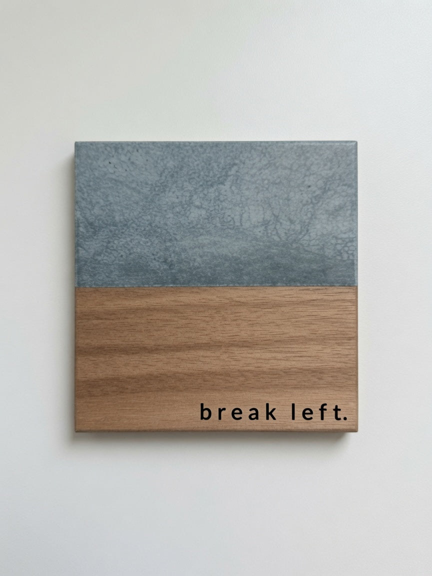 Mahjong Sayings Engraved Marble & Wood Coaster Set