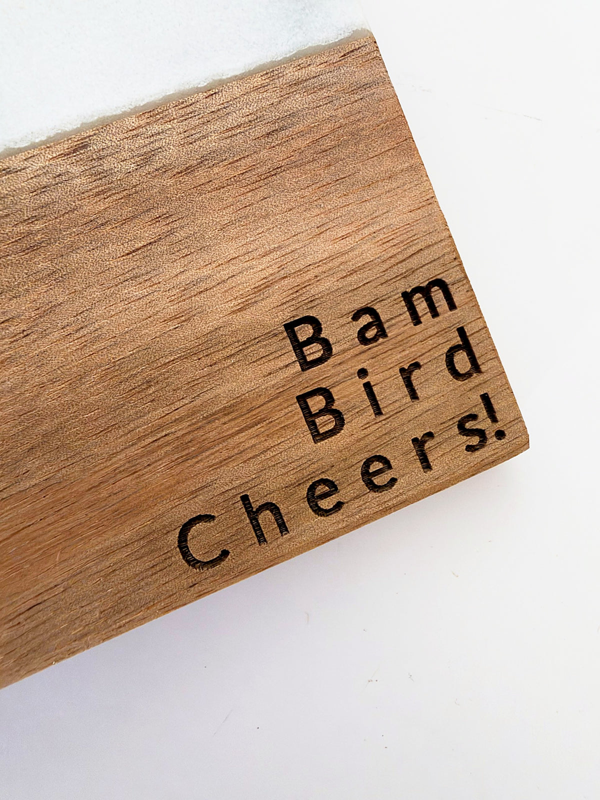 Bam Bird Cheers! Mahjong Coasters – Engraved Marble & Wood, Set of 4