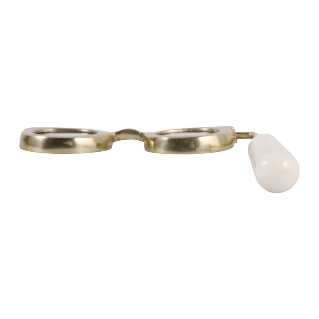Gold and marble magnifying glass, low profile view