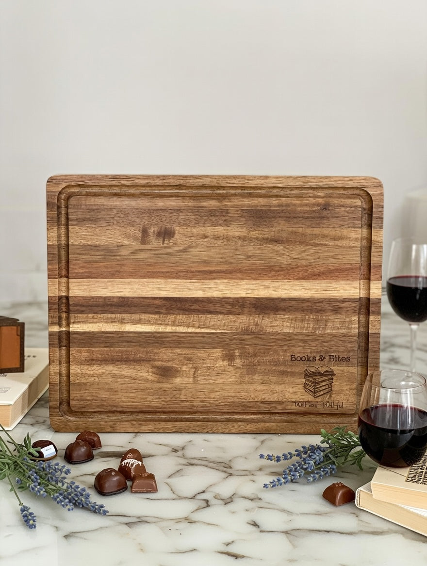 Books & Bites Engraved Acacia Hobby Board